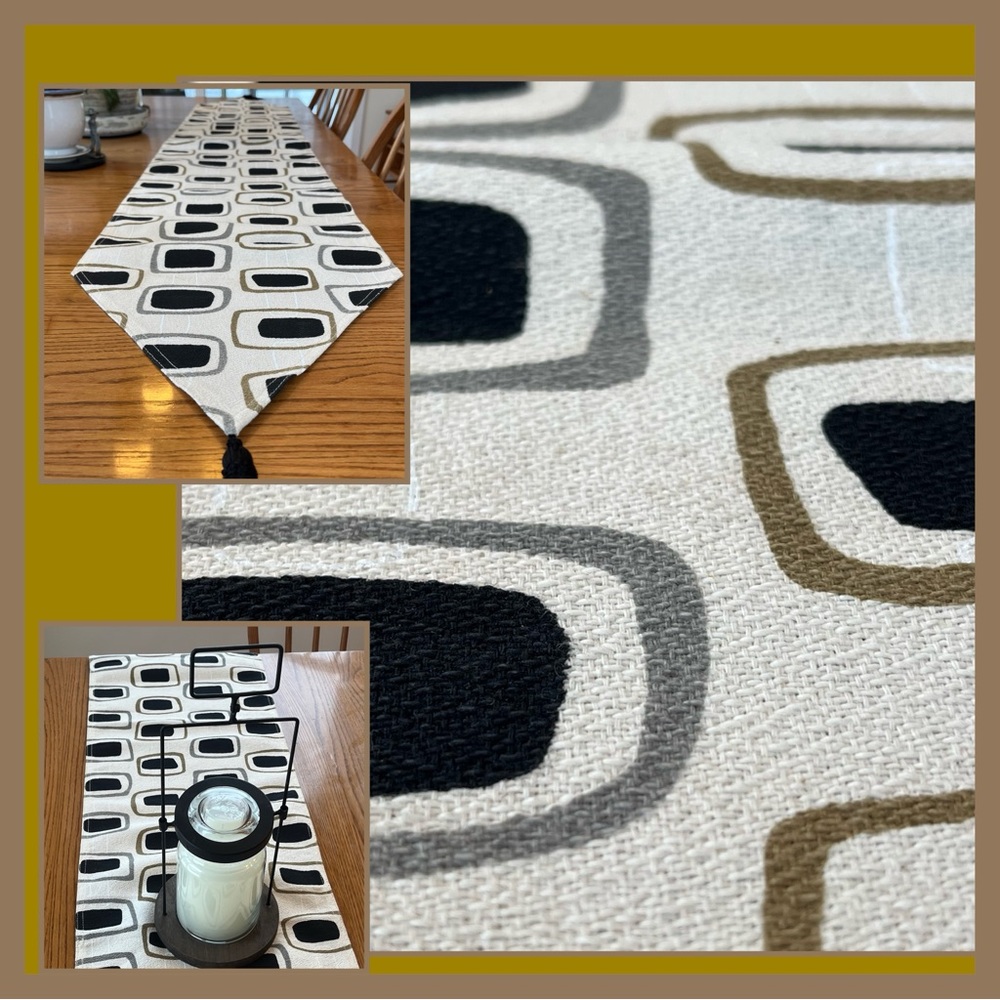 Mid Century Modern Look Table Runner  - Retro Atomic Era Retro Textured fabric